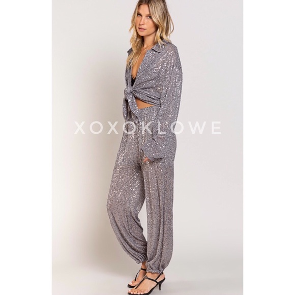 POL Sequin Pants Pull On Harem Style Relaxed Fit - Picture 3 of 16